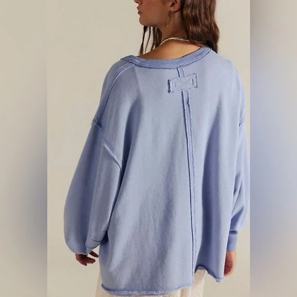 NWOT Free People Venice V-Neck Graphic Sweatshirt - Picture 2 of 3